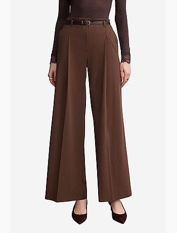 Pantalon femme palazzo en crêpe avec ceinture dilvin