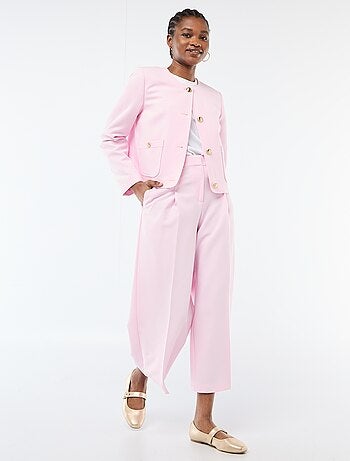 Pantalon slim femme en chaîne et trame