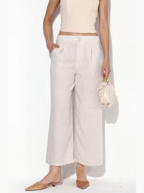 Pantalon femme taille haute à jambe large busem - Kiabi
