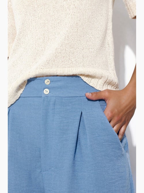 Pantalon femme taille haute à jambe large busem - Kiabi
