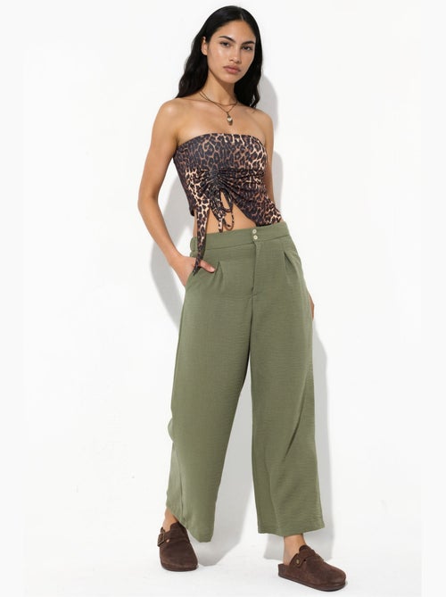 Pantalon femme taille haute à jambe large busem - Kiabi