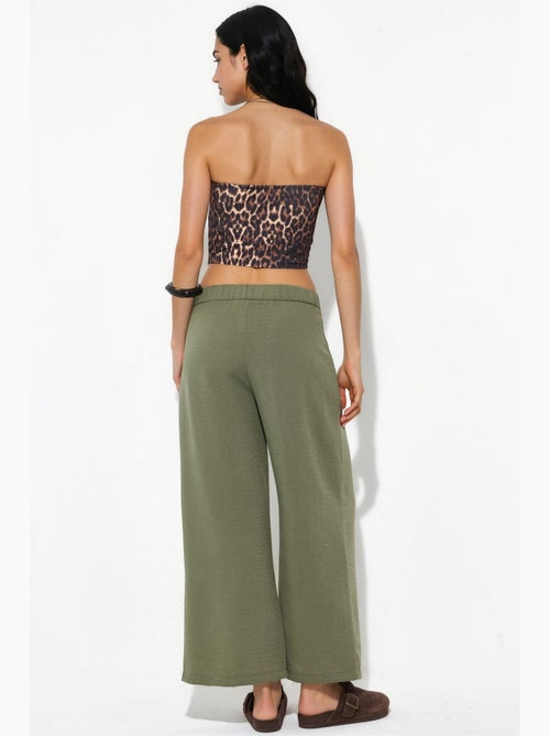 Pantalon femme taille haute à jambe large busem - Kiabi