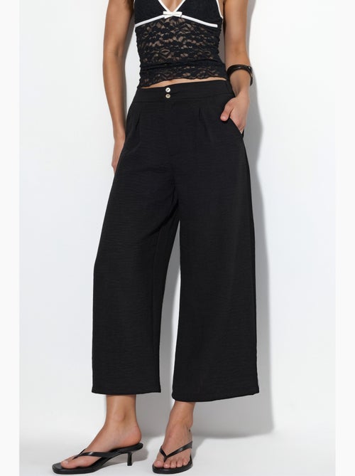 Pantalon femme taille haute à jambe large busem - Kiabi Pantalon femme taille haute à jambe large busem - Kiabi