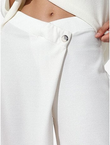 Pantalon femme taille haute à jambe large en crêpe busem