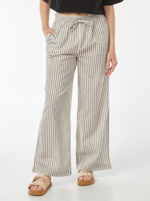 Pantalon fin rayé à franges - Kiabi