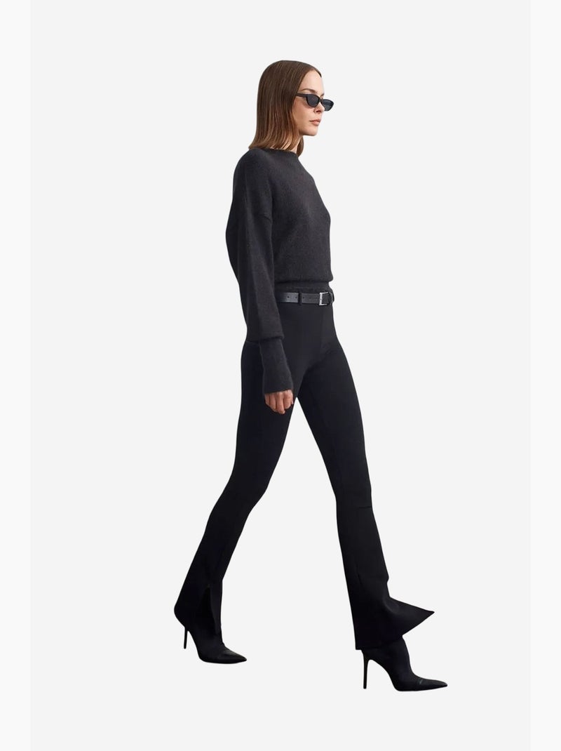 Pantalon flare ajusté avec ceinture dilvin Noir - Kiabi