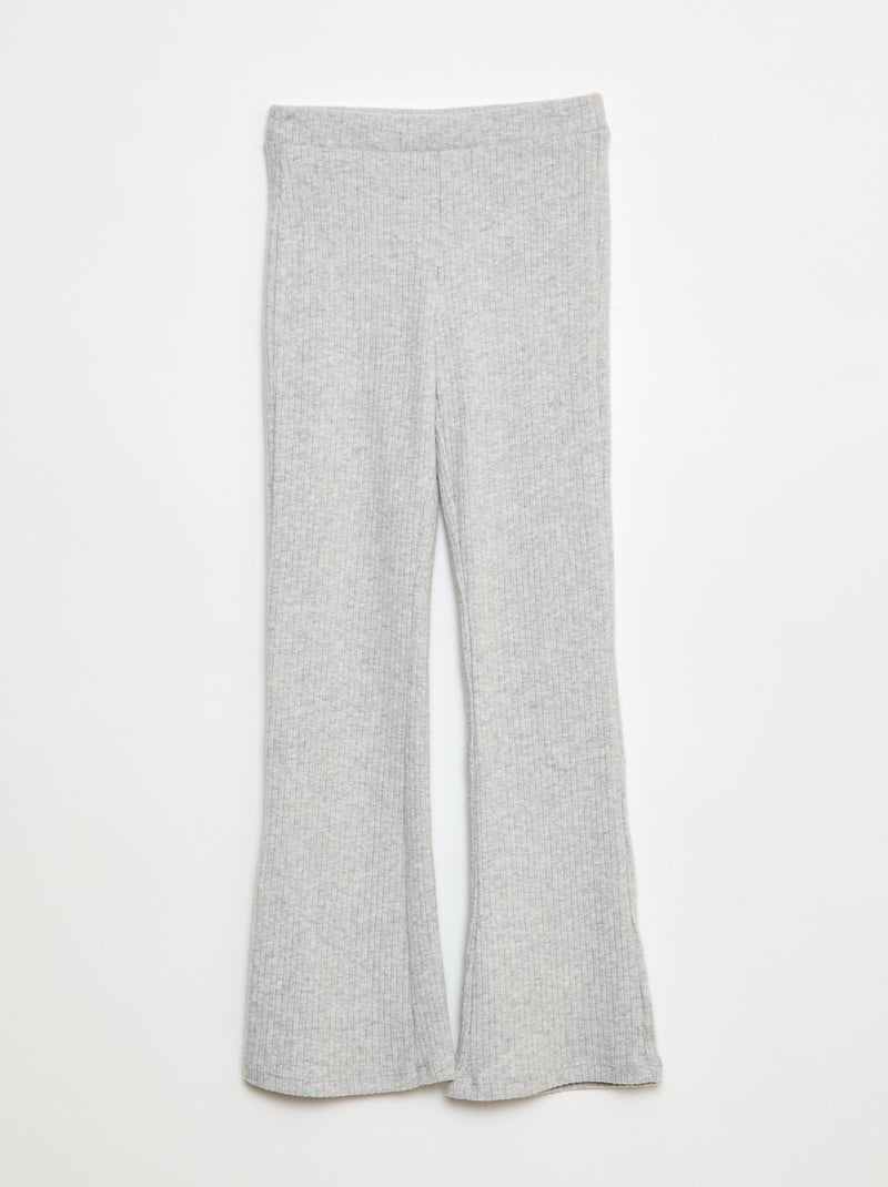 Pantalon flare en coton uni Gris - Kiabi