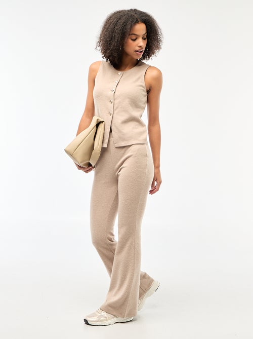 Pantalon flare en maille doudou - Kiabi