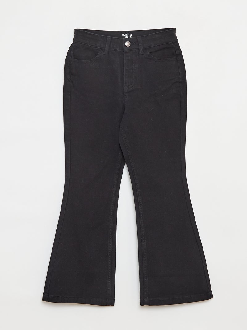 Pantalon flare en twill avec taille ajustable Noir - Kiabi