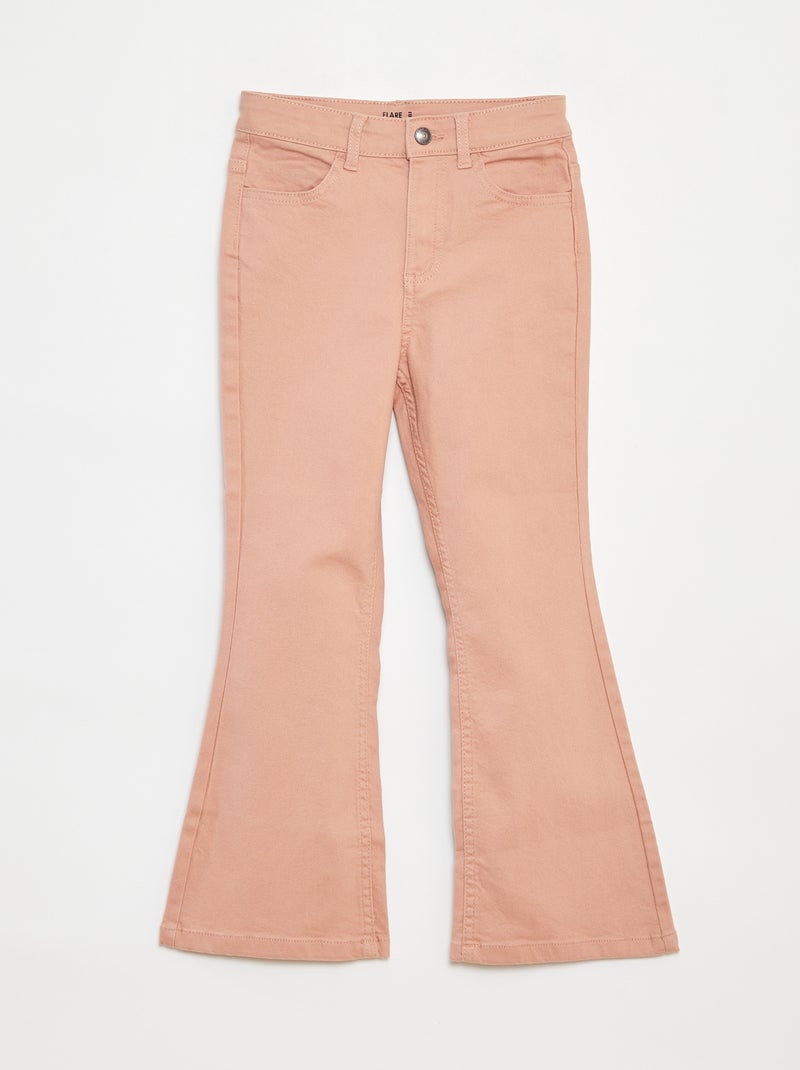 Pantalon flare en twill avec taille ajustable rose - Kiabi