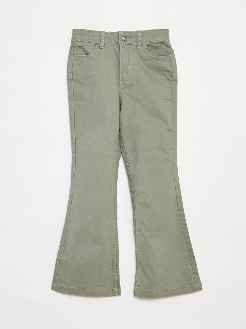 Pantalon flare en twill avec taille ajustable Vert - Kiabi
