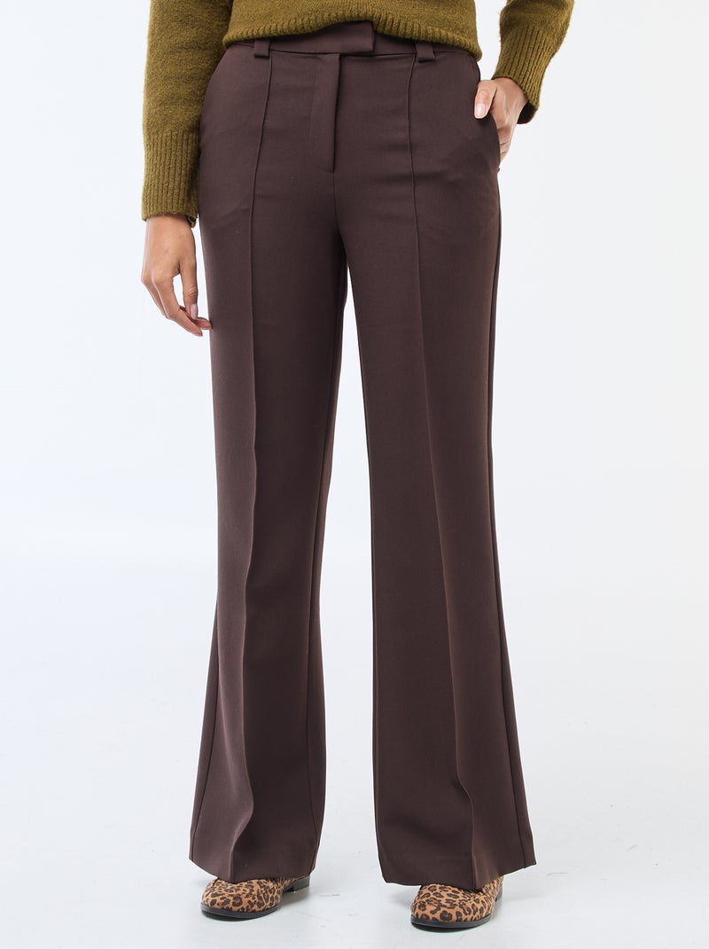 Pantalon flare femme à taille standard Marron - Kiabi