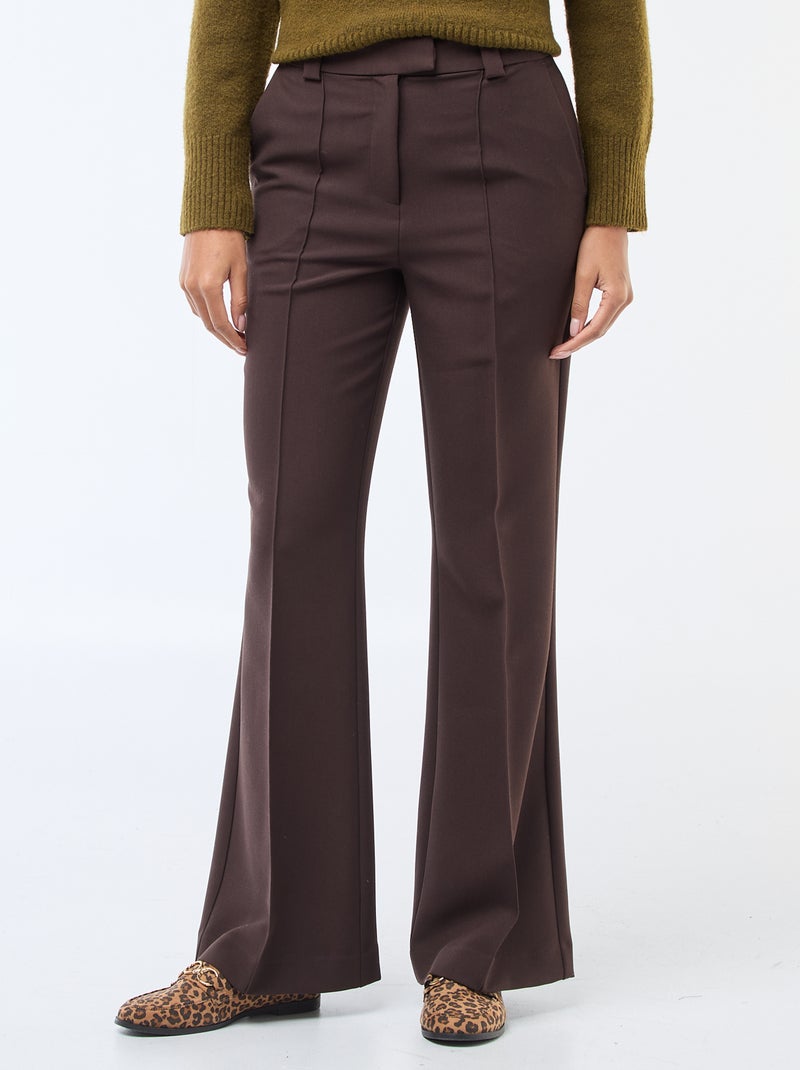 Pantalon flare femme à taille standard Marron - Kiabi