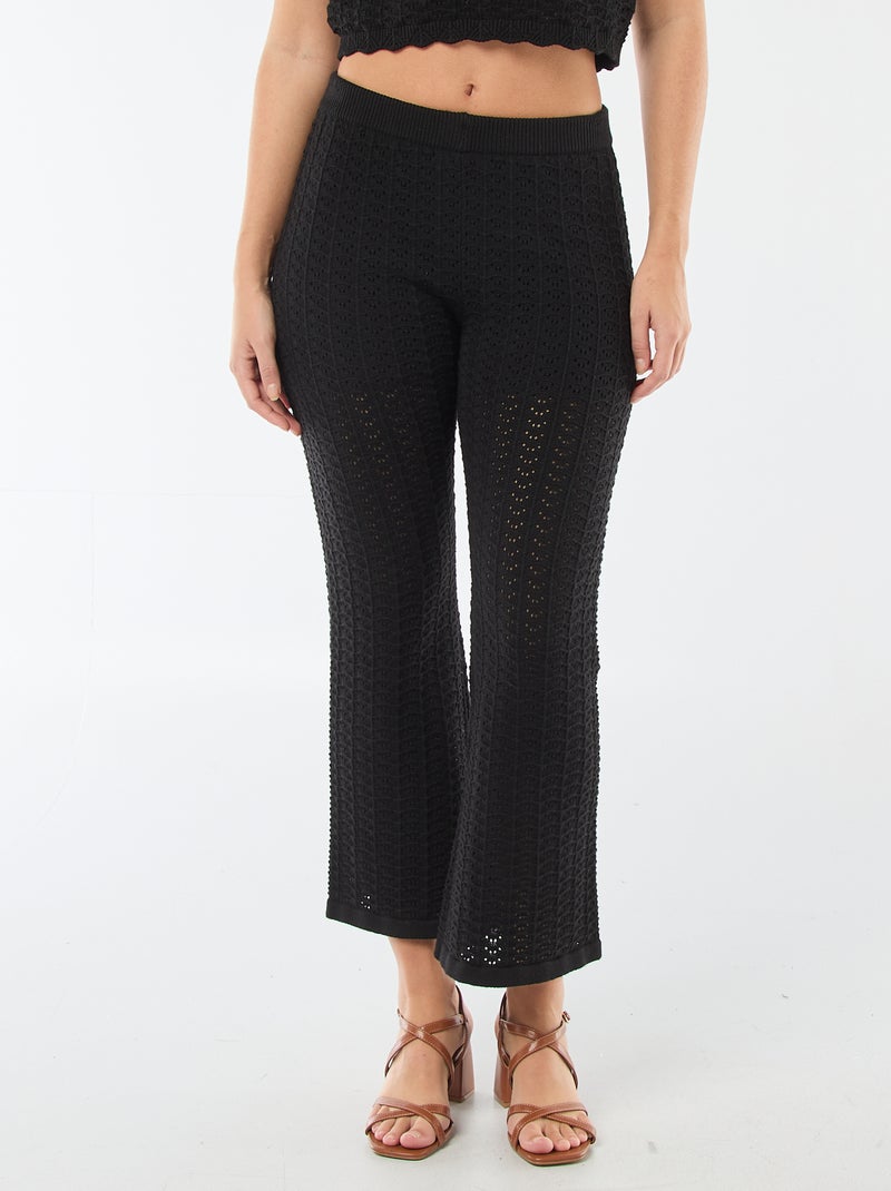 Pantalon FLARE femme en maille fantaisie Noir - Kiabi