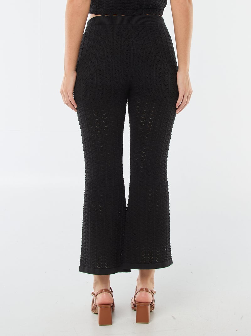 Pantalon FLARE femme en maille fantaisie Noir - Kiabi