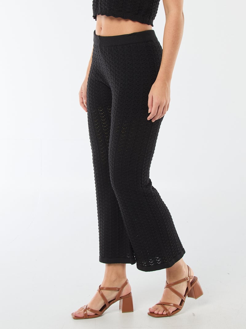 Pantalon FLARE femme en maille fantaisie Noir - Kiabi