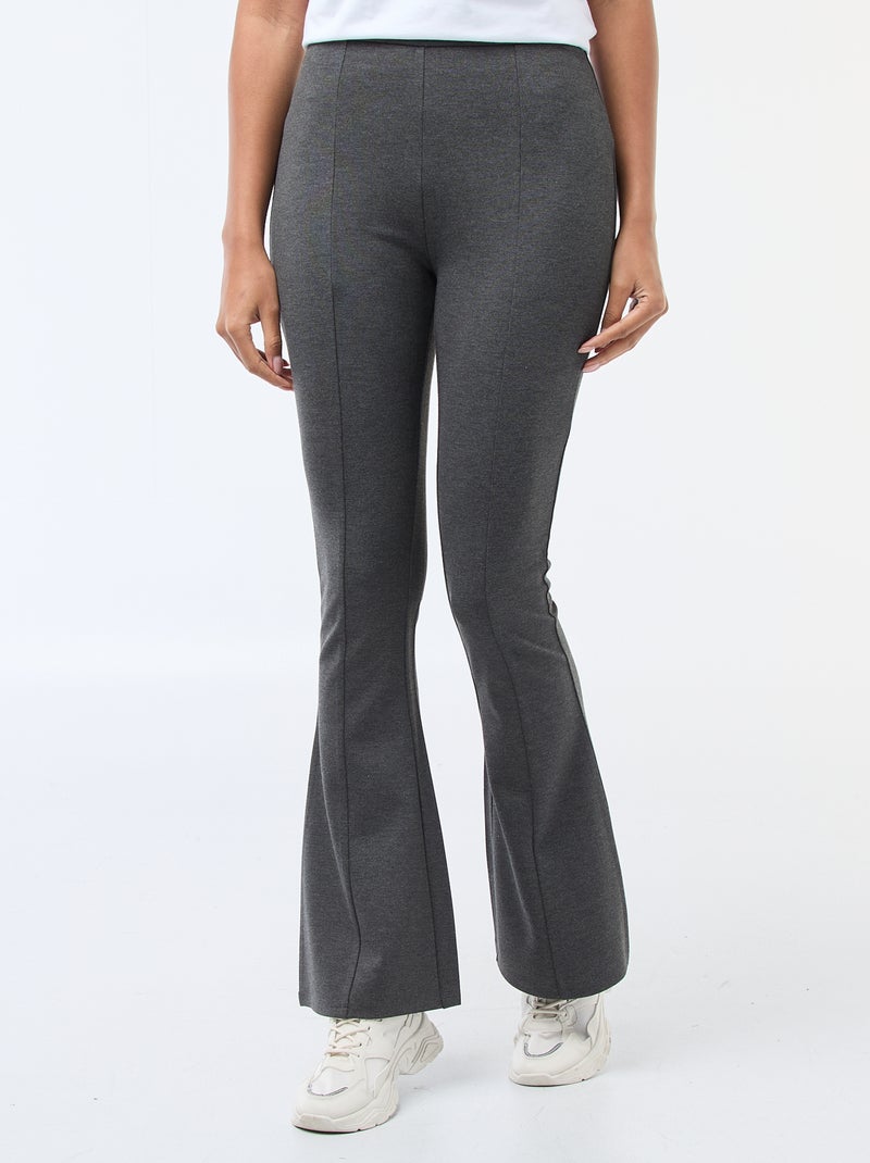Pantalon flare femme en maille légère Gris - Kiabi