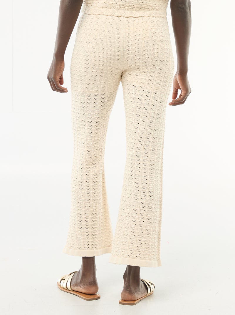Pantalon flare femme en tricot fantaisie Beige - Kiabi