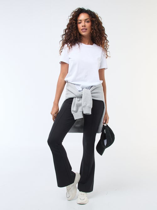 Pantalon flare femme taille élastiquée en maille légère - Kiabi Pantalon flare femme taille élastiquée en maille légère - Kiabi