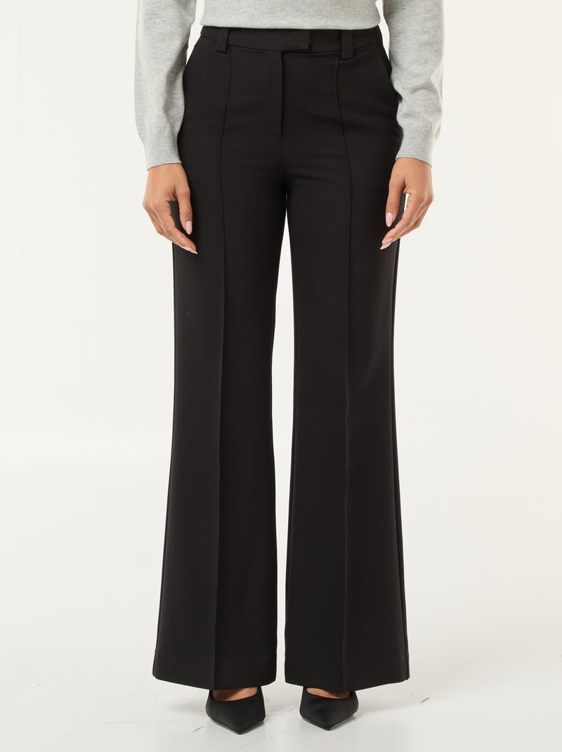 Pantalon flare femme taille standard uni Noir - Kiabi