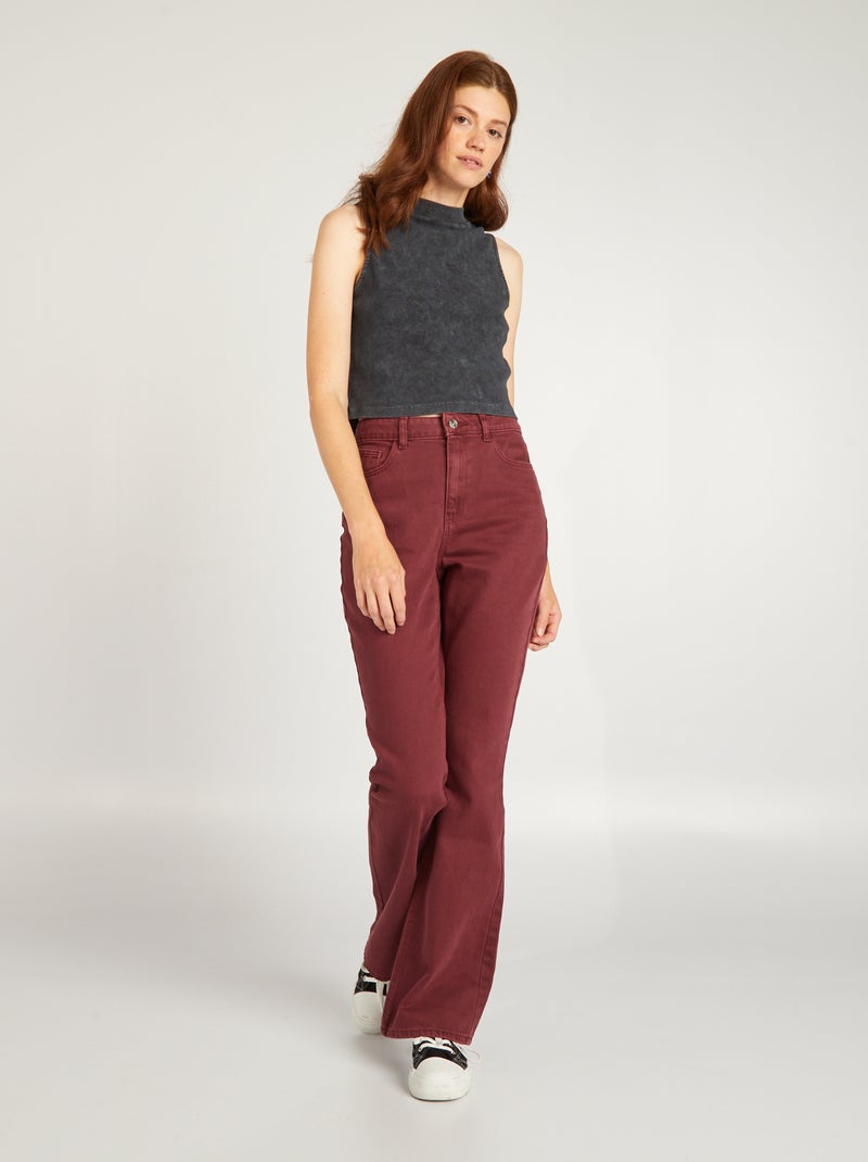 Pantalon flare/bootcut - 5 poches Rouge bordeaux - Kiabi