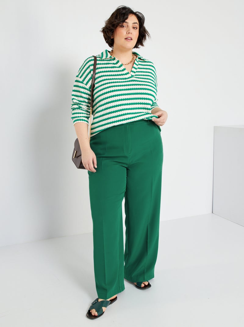 Pantalon fluide couleur unie Vert - Kiabi