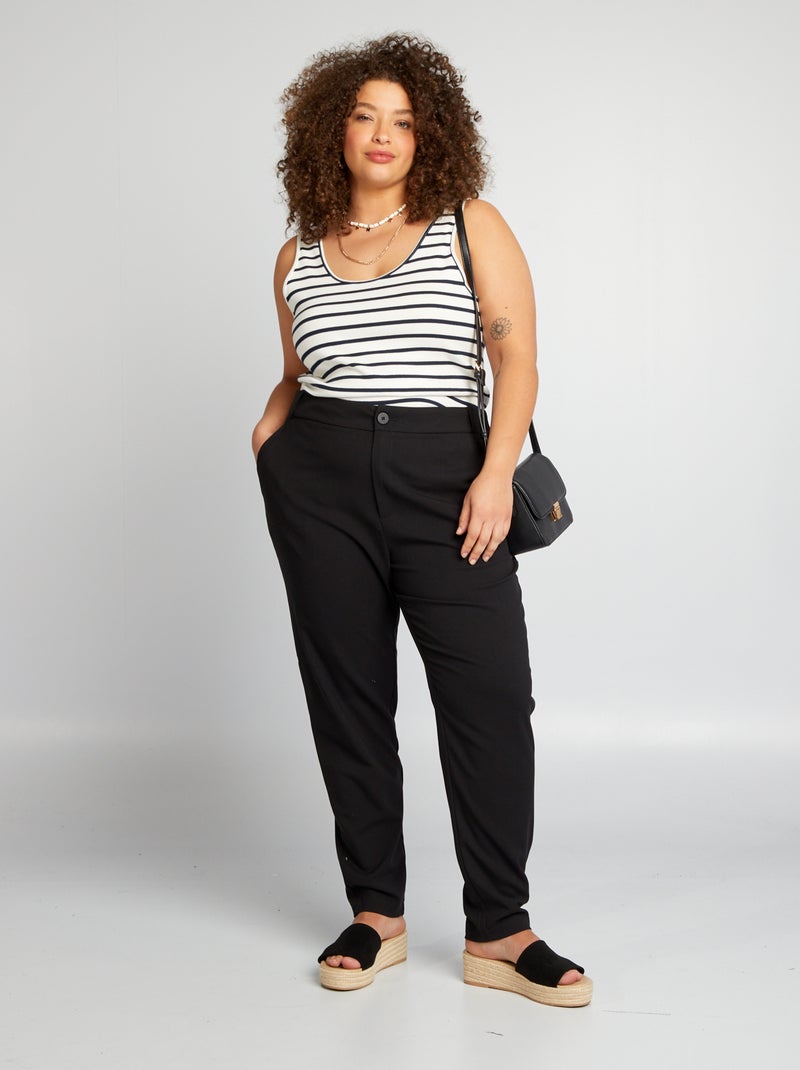 Pantalon fluide droit 'Only Carmakoma' noir Grandes tailles