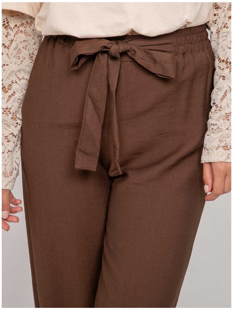 Pantalon fluide EMROSE Marron - Kiabi