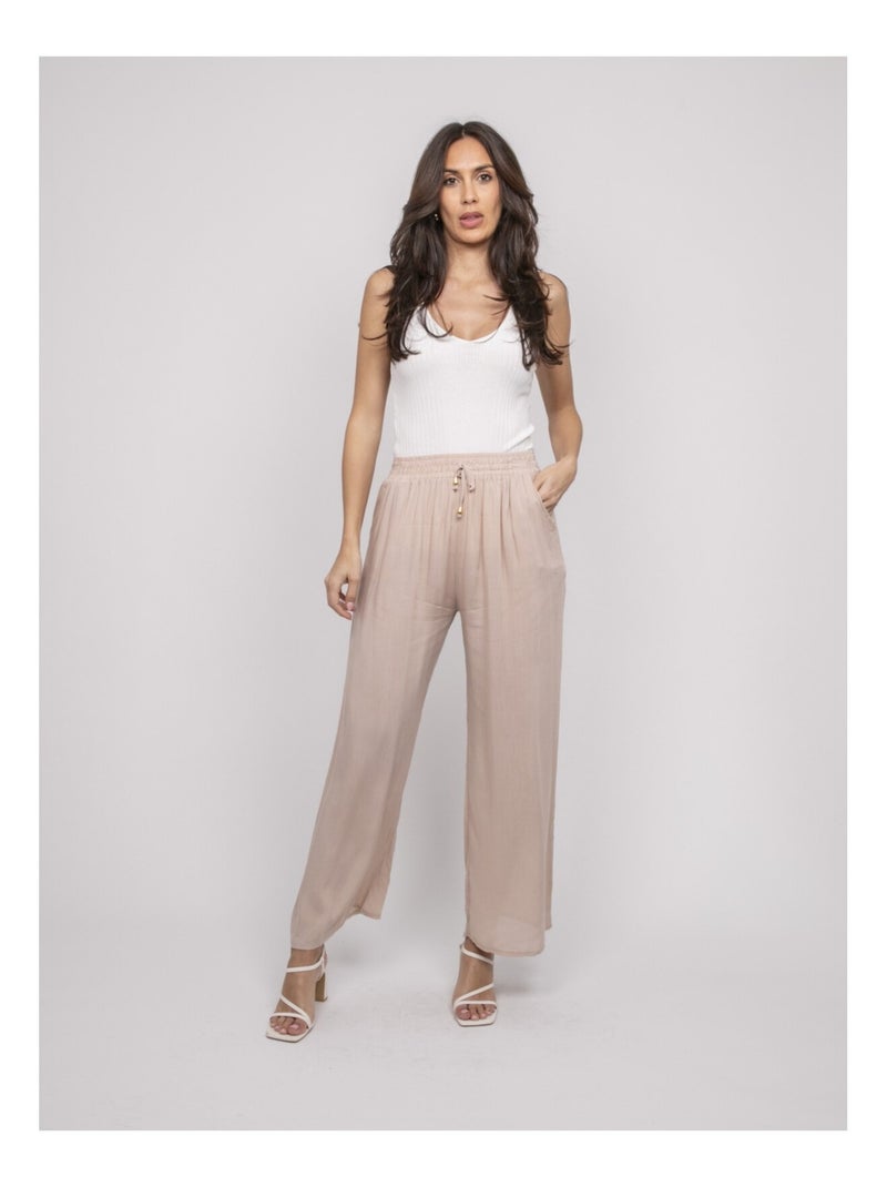Pantalon fluide evelyne Beige - Kiabi