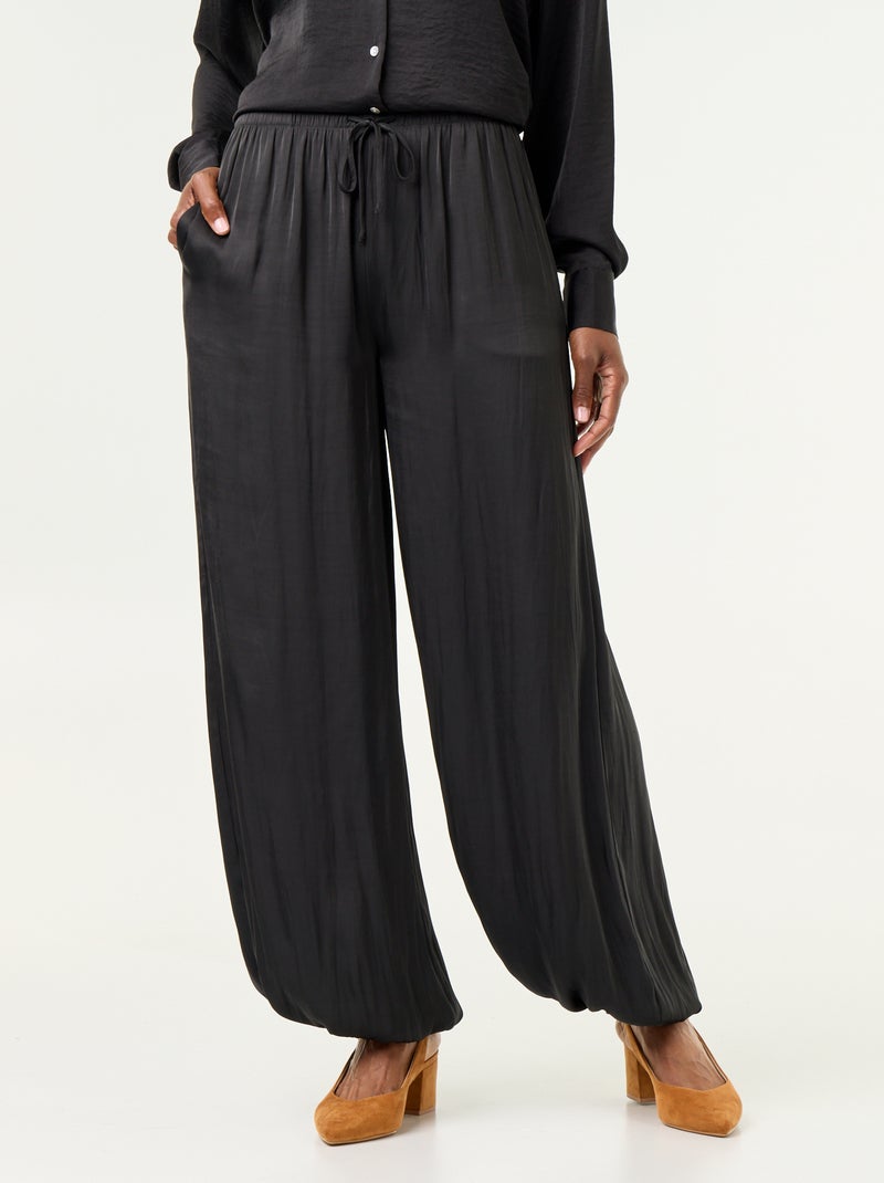 Pantalon fluide forme balloon Noir - Kiabi