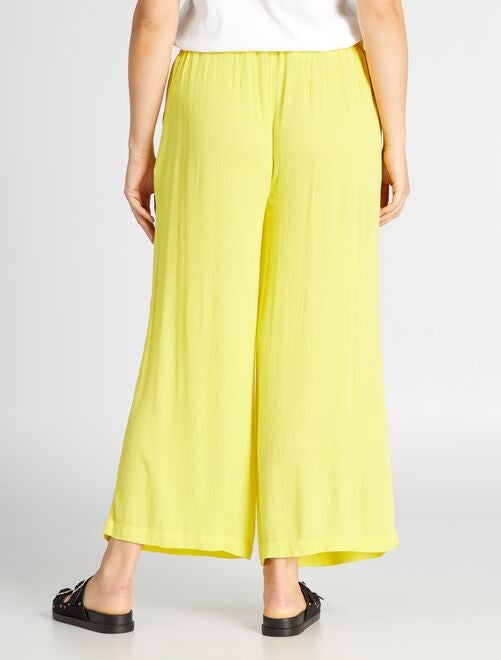 Pantalon Fluide Taille Haute Vert Amande – Taille 40, Polyester, Neuf Avec étiquettes