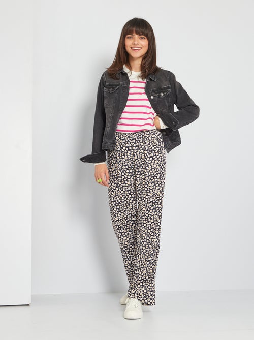 Pantalon fluide imprimé fleuri - Kiabi