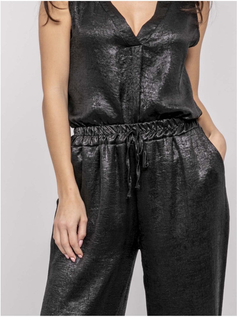 Pantalon fluide métallisé edwina Noir - Kiabi