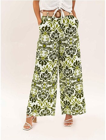 Pantalon fluide motifs avec ceinture etobia