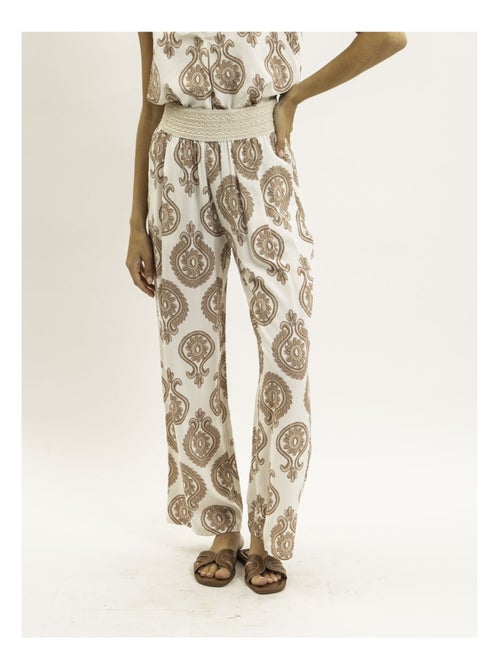 Pantalon fluide motifs emiline - Kiabi
