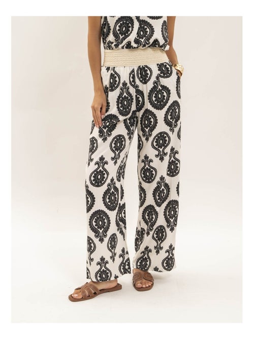 Pantalon fluide motifs emiline - Kiabi
