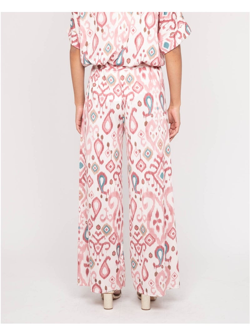 Pantalon fluide motifs ENOLIA Rose - Kiabi