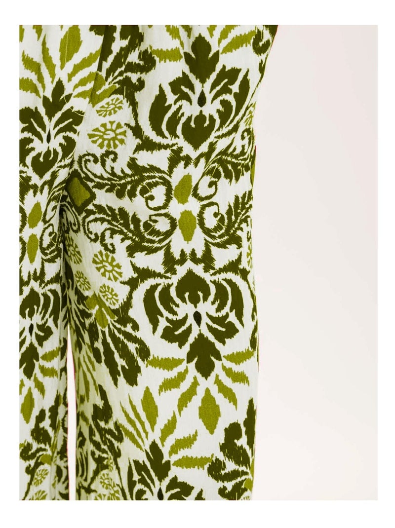 Pantalon fluide motifs etobia Kaki - Kiabi