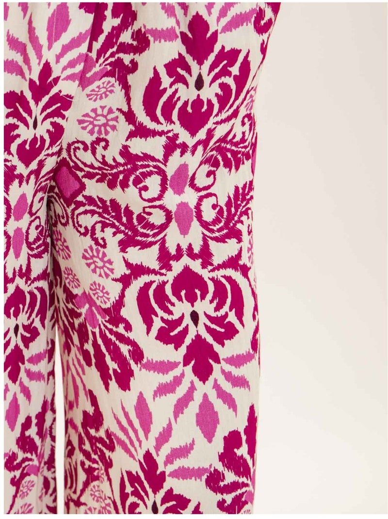 Pantalon fluide motifs etobia Rose fushia - Kiabi