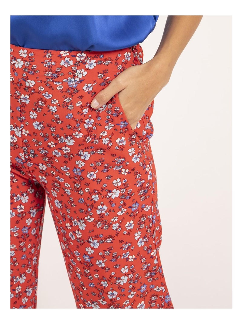 Pantalon fluide motifs euxane Rouge - Kiabi
