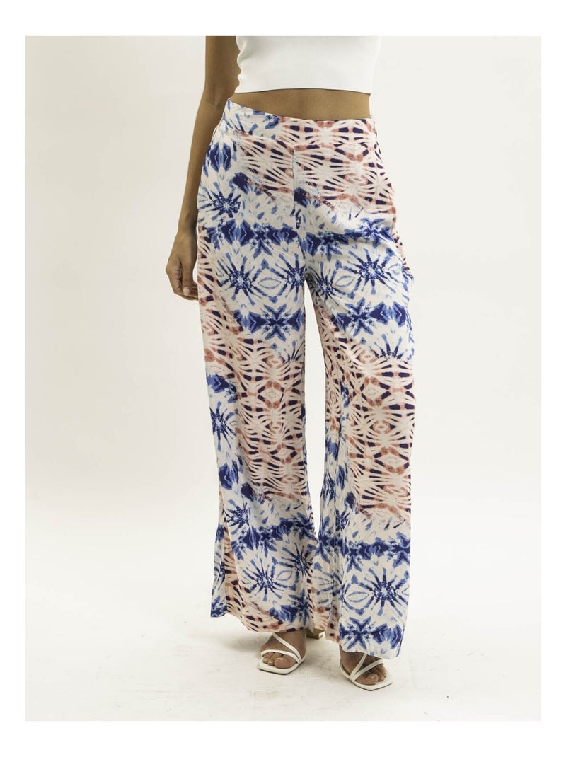 Pantalon fluide motifs everly Bleu - Kiabi