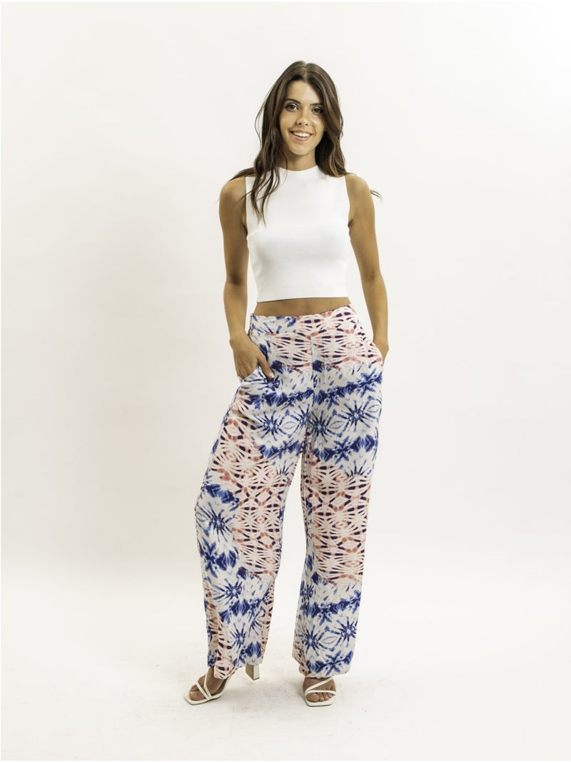 Pantalon fluide motifs everly Bleu - Kiabi