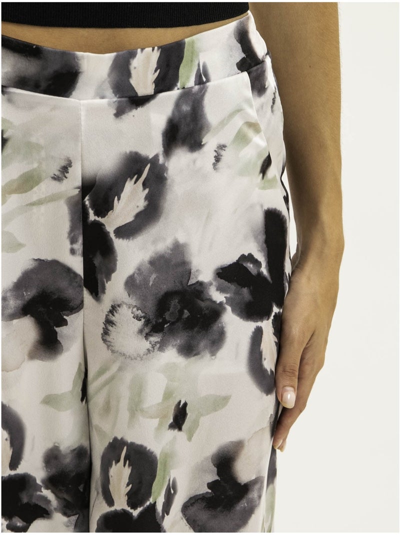 Pantalon fluide motifs EZINA Ecru - Kiabi