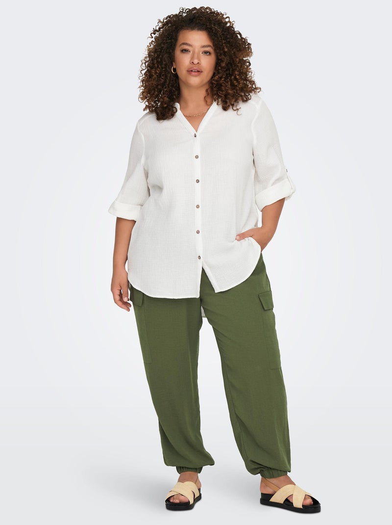 Pantalon fluide 'Only Carmakoma' Kaki - Kiabi