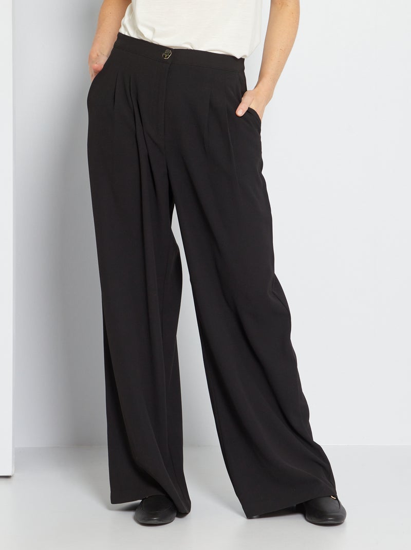 Pantalon fluide taille haute noir - Kiabi