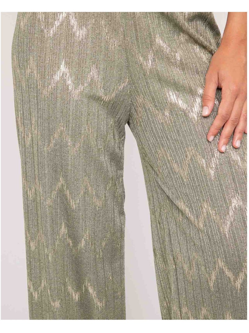 Pantalon fluide texturé EMANTINE Kaki - Kiabi