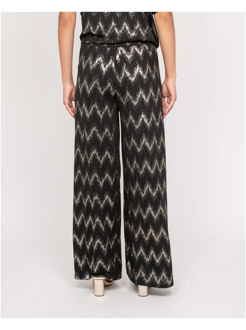 Pantalon fluide texturé EMANTINE Noir - Kiabi