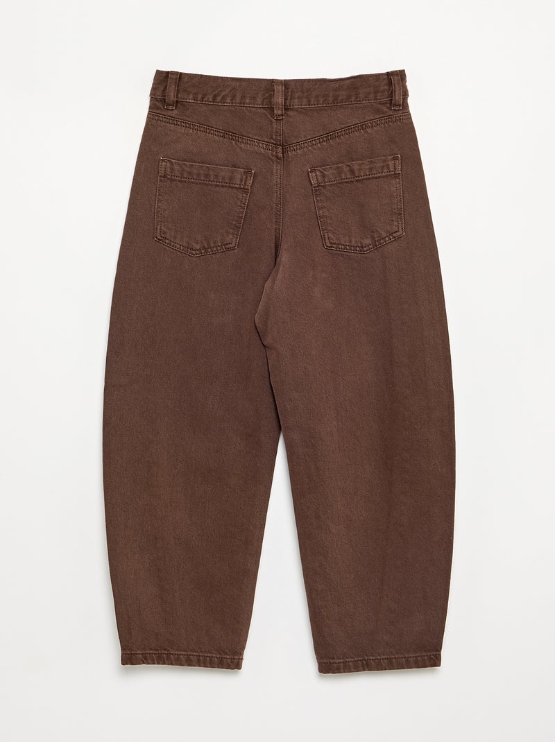 Pantalon forme barrel avec clous Marron - Kiabi