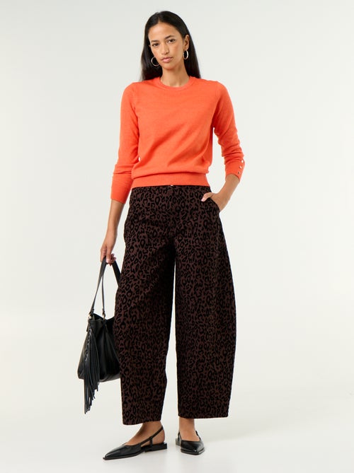 Pantalon forme barrel avec flocage - Kiabi