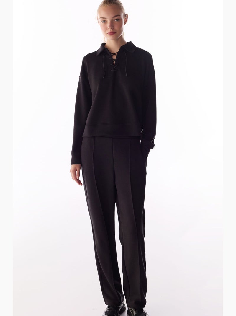 Pantalon fuselé au toucher soyeux penti Noir - Kiabi